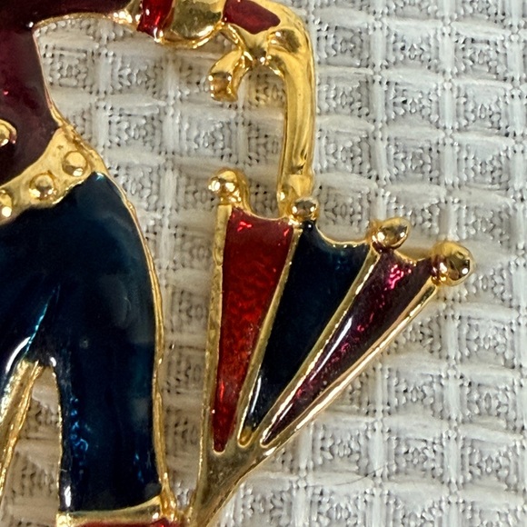 Colorful Vintage Enamel Clown Jester Brooch - Picture 3 of 7